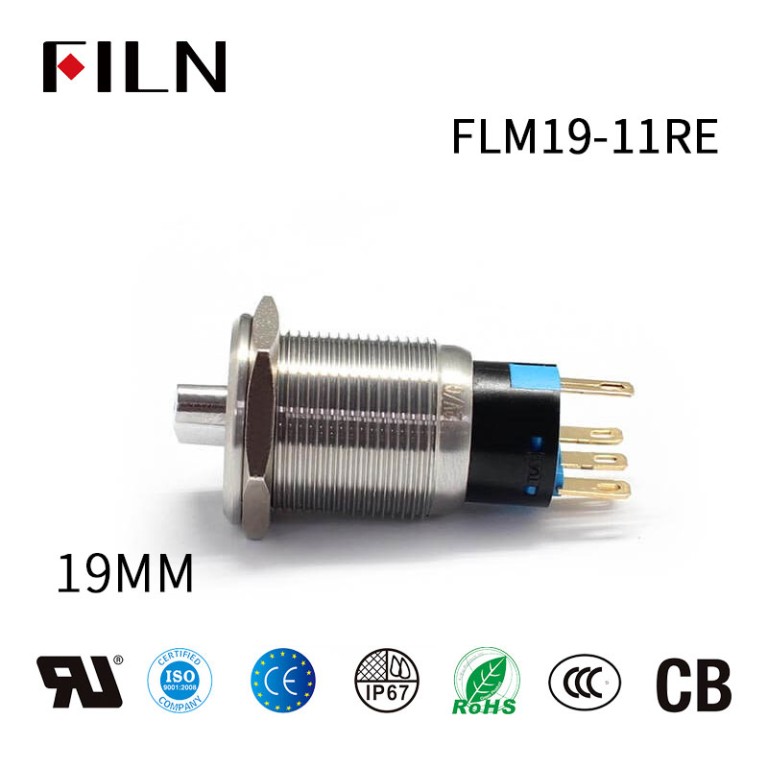 single push button light switch Metal Rotary Switch-3 Way Push Button Switch Latching Illuminated