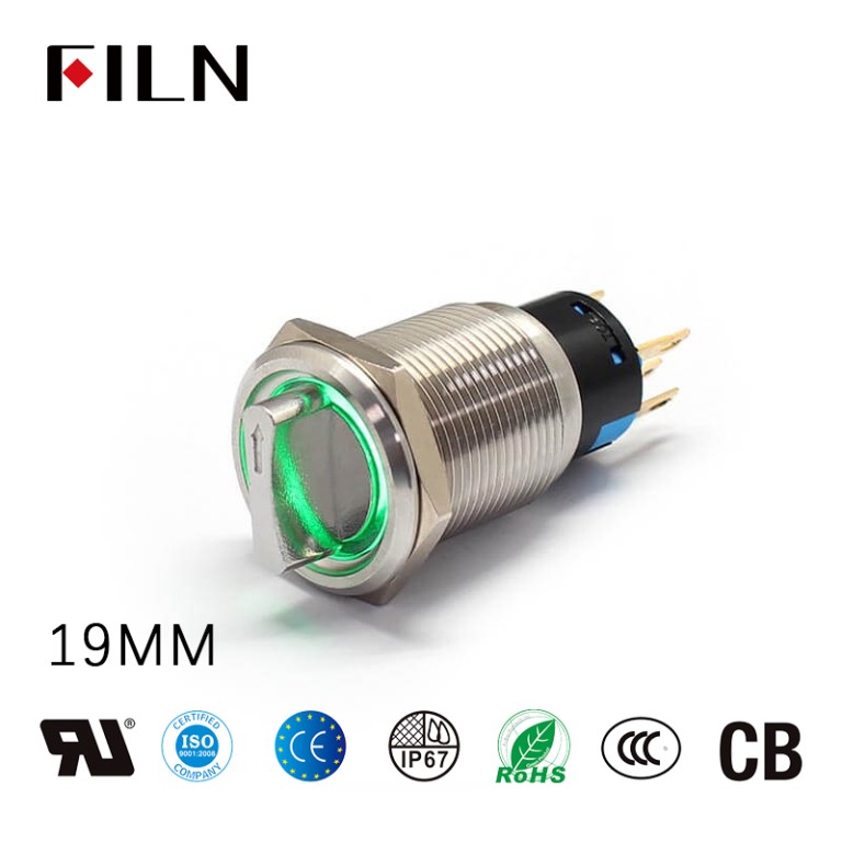 3 way push button light switch Metal Rotary Switch-3 Way Push Button Switch Latching Illuminated