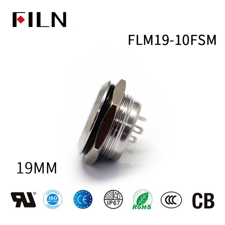 LED-push-button-switch Flat Head Short Type Metal Switch 19MM LED Color