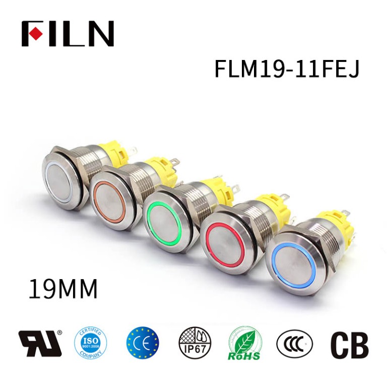 Latching-Push-Button-Switch 19MM LED Normally Closed Momentary Switch