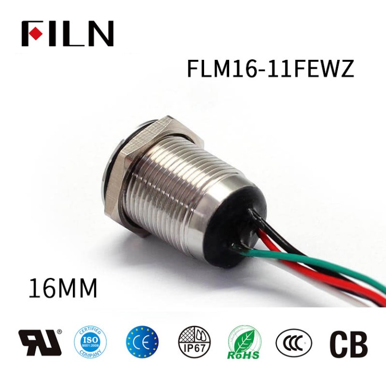 16MM 3 색 120V 금속 10A 푸시 버튼 스위치