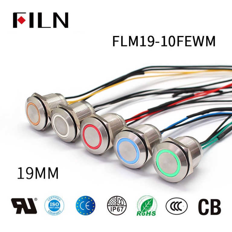 Red-marine-push-button-switch 19MM Waterproof IP67 12V Red Marine Push Button Switch