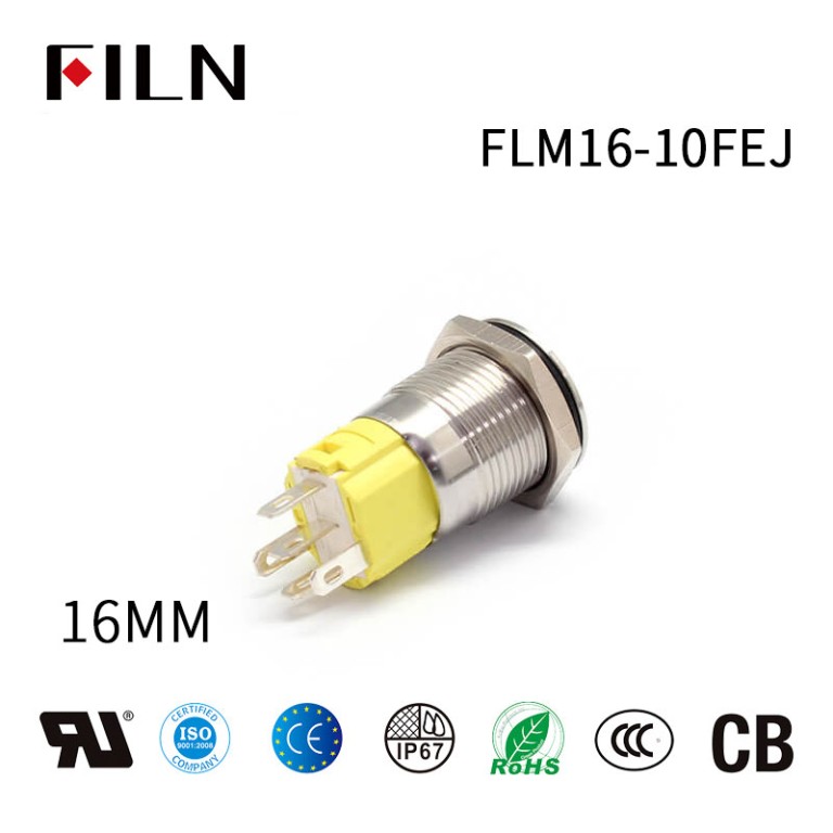 Interruptor de botón FILN 16MM 12V con pestillo LED