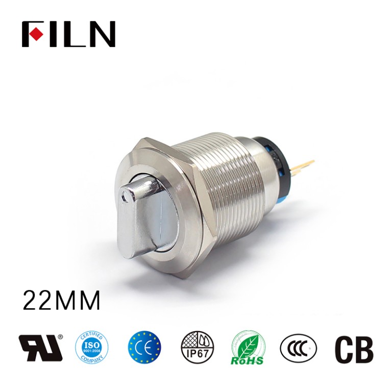 rotary switch with push button 22MM LED Metal Rotary Latching 2 Step Push Button Switch