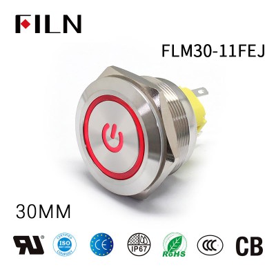 30MM 5PIN IP67 Power Symbol 2 Step Push Button Switch