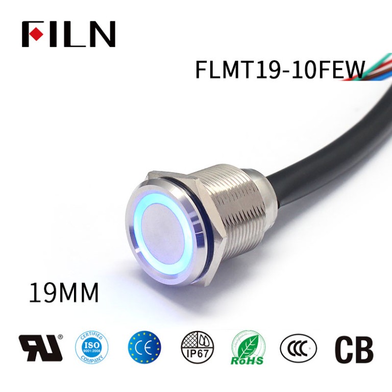 12v push button switch waterproof New 19mm Touch Button Switch With Wire Waterproof Metal Push Button Switch