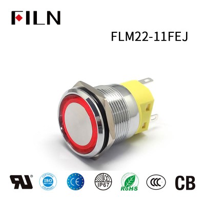 22MM 12v Waterproof Red LED Illuminated Push Button Switch