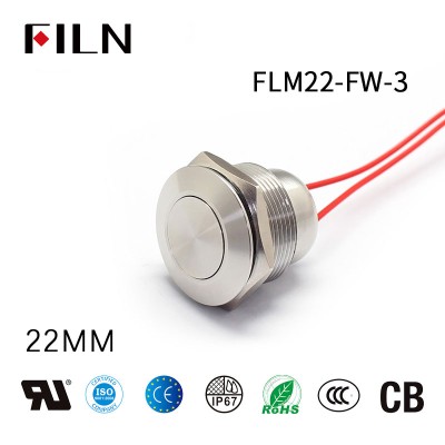 FILN 110V Interruptor de botón pulsador momentáneo plano de acero inoxidable