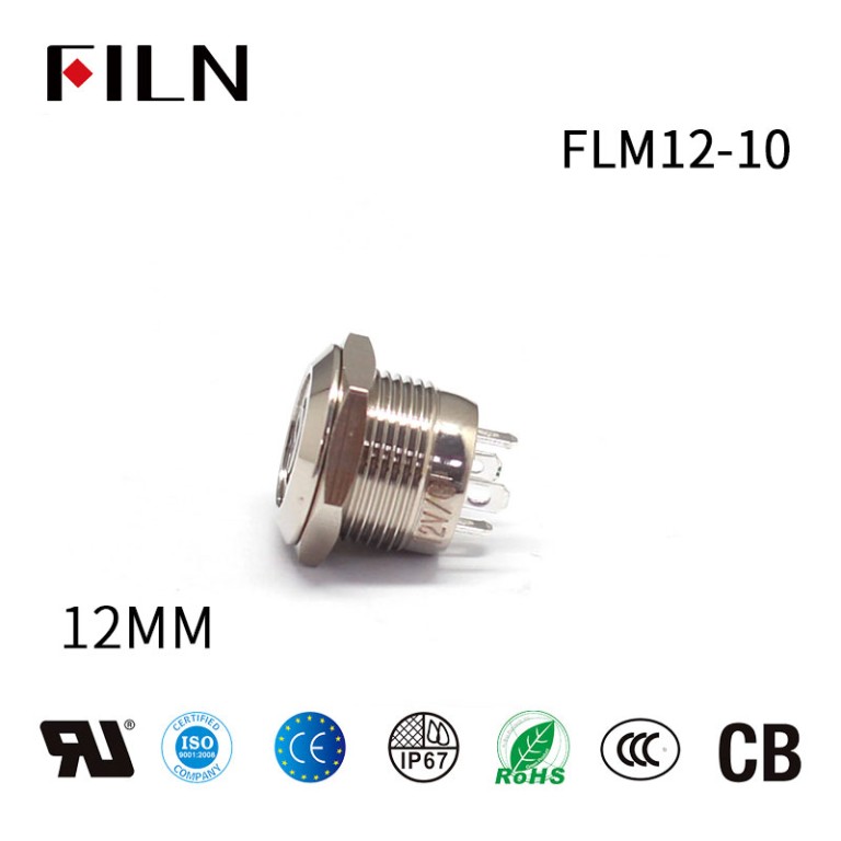 FILN Mini interruttore a pulsante ON OFF 12 MM 12V-220V