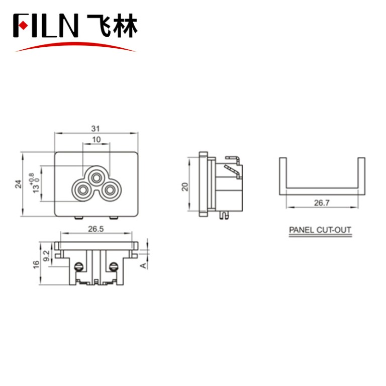 Connector type Connector types 3 Pin AC Power Connector Socket Wiring With Pillar