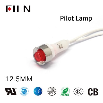 Lámpara piloto circular de plástico FILN, roja, 12 V, luces indicadoras de varios equipos