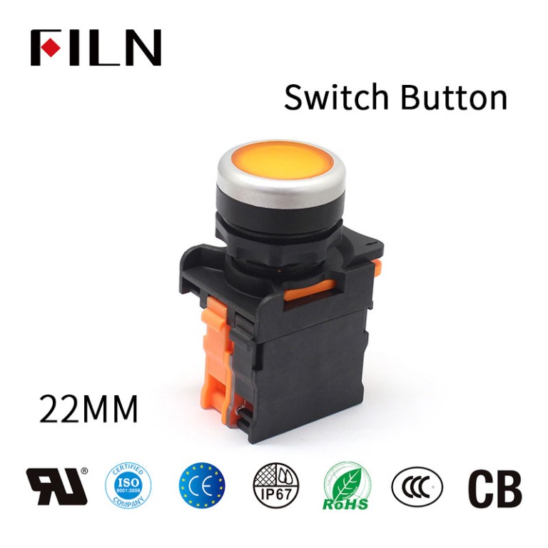 Botón de interruptor de plástico Lente momentánea o de enganche iluminada