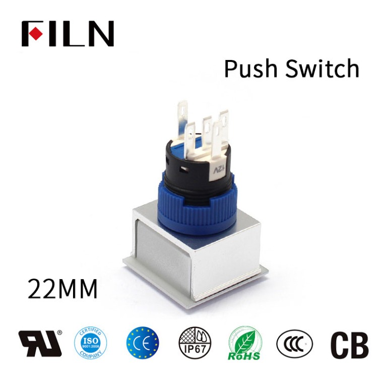 push button led light battery operated Push Button Lighting With Terminal Pins LED Blue Momentary 12V 220V