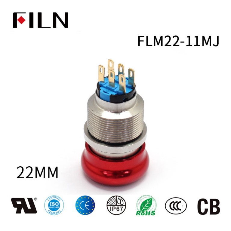 22mm Red Momentary Head Mushroom Push Button Switch
