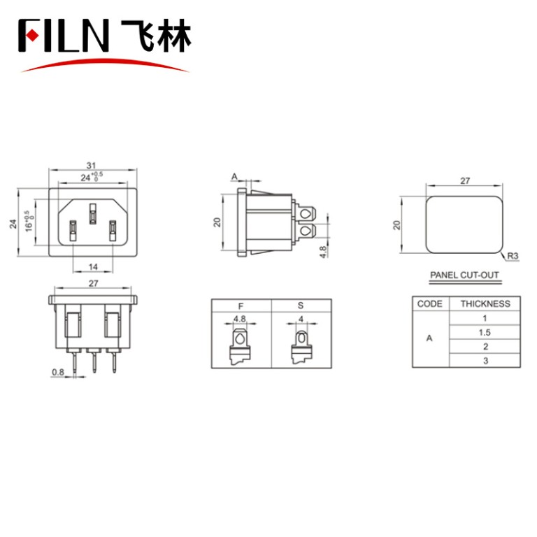 Recessed Power Recessed Power Outlet Black Easy to Use Of The Equipment