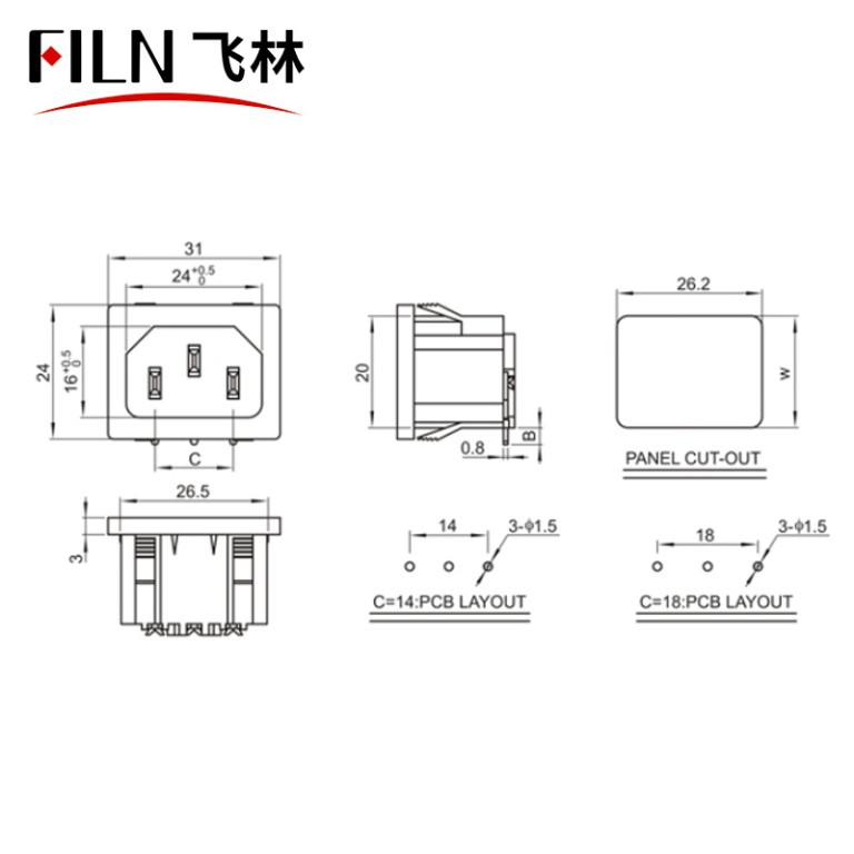 AC Receptacles Power Inlets Screw Mount AC Receptacle Factory Direct Sales