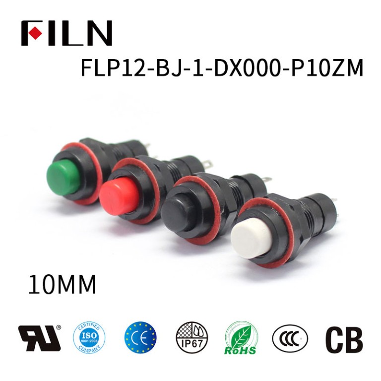double pole push button switch 10MM Momentary Dpdt Push Button Switch on off 2 Pins