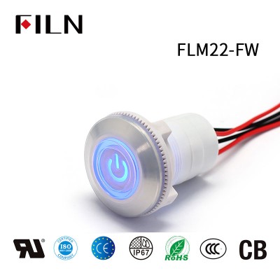 FILN 22MM Push Button Switch Waterproof Plastic Pushbutton Switch with Light