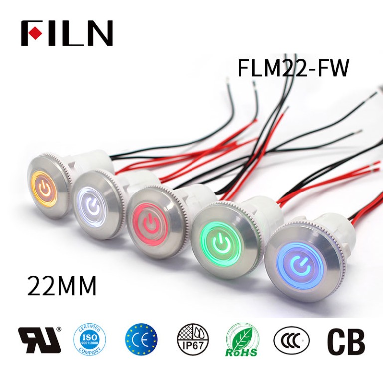 12v-waterproof-push-button-on-off-switch FILN 22MM Push Button Switch Waterproof Plastic Pushbutton Switch with Light