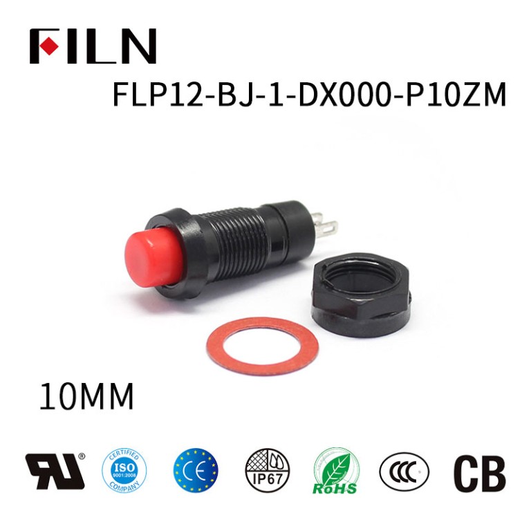 double pole single throw push button switch 10MM Momentary Dpdt Push Button Switch on off 2 Pins