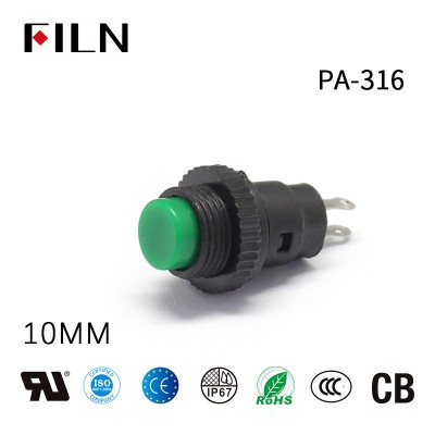 10MM Self Resetting Plastic Normally Open Push Button