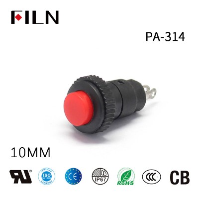 Interruptores de botón pulsador de plástico PA de cabeza alta momentánea de 10 mm