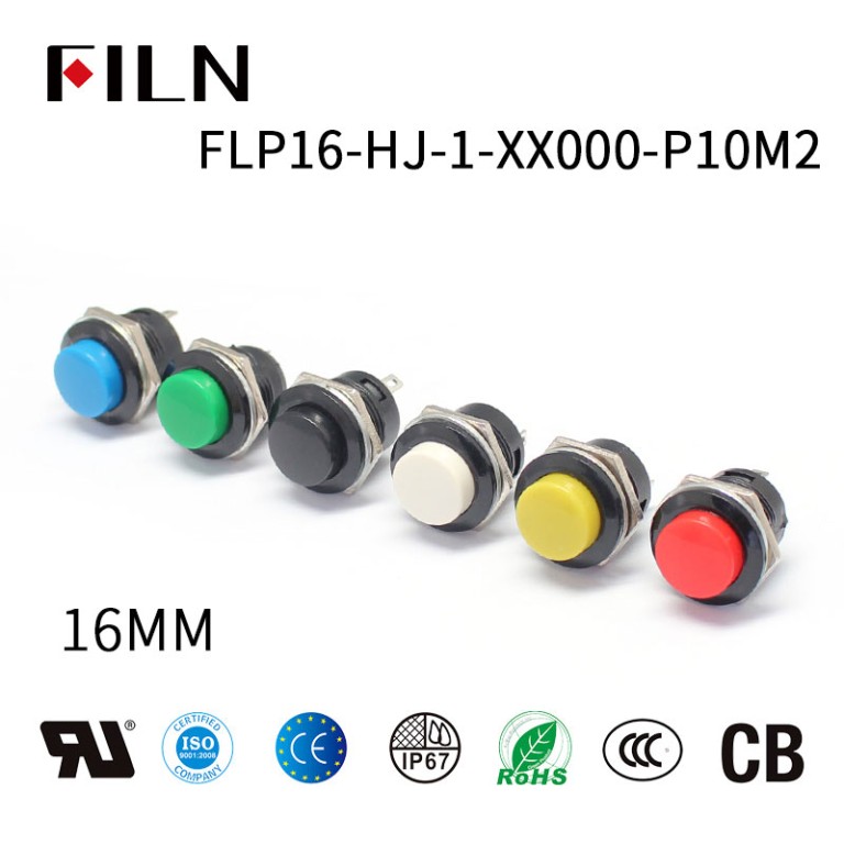 Interruptores de botón pulsador de restablecimiento automático de cabeza alta de 16 mm Botón rojo