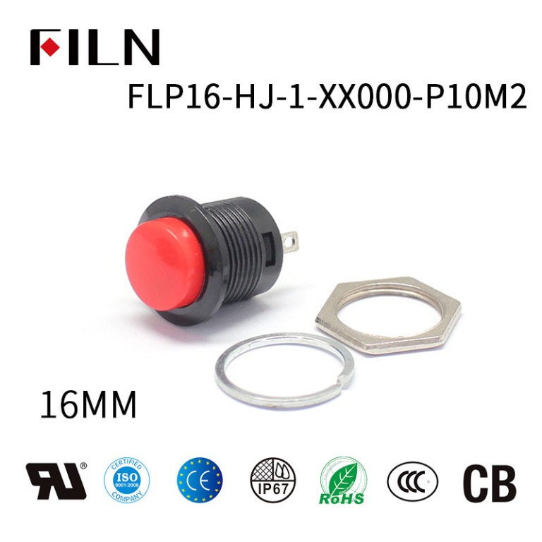 E switch 16MM High Head Self-Resetting Push Button Switches Red Button