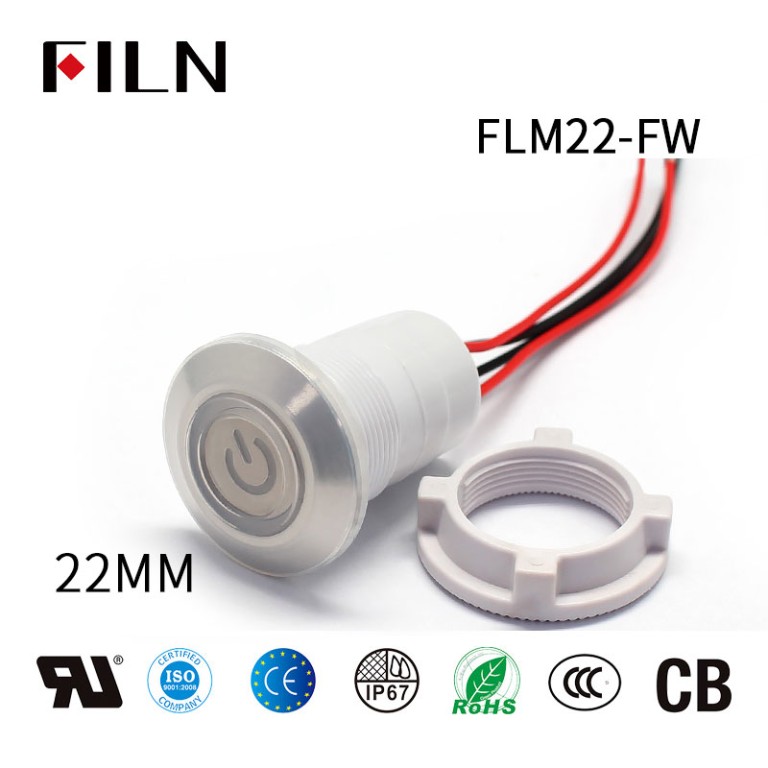 waterproof-push-button-switch12V FILN 22MM Push Button Switch Waterproof Plastic Pushbutton Switch with Light
