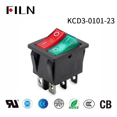 Interruptor basculante de 24v de color dual rojo y verde de grupo dual FILN