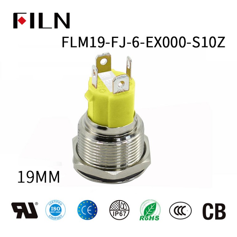 FILN Luci LED a pulsante piccolo in metallo da 19 mm ad alta corrente 15A