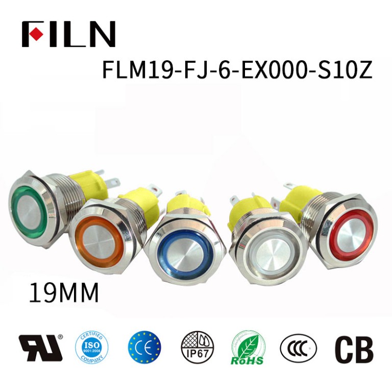 FILN 19mm hoë stroom 15A metaal klein drukknop LED ligte