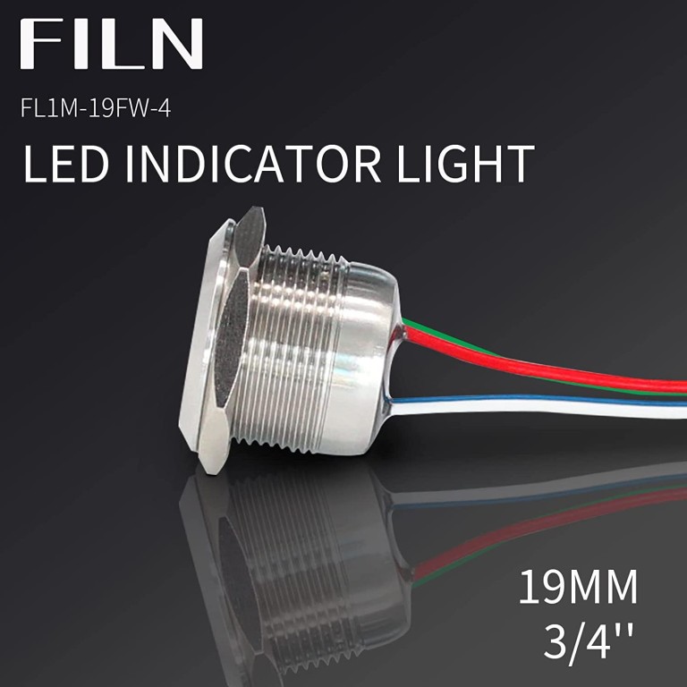 12V 3 color indicator light FILN 19MM 12V-220V IP68 Red/Yellow/blue/ LED 3 Color Indicator Light
