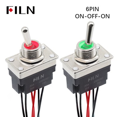 FILN 20A IP67 แดง เขียว ON OFF ON Toggle Switch กันน้ำ
