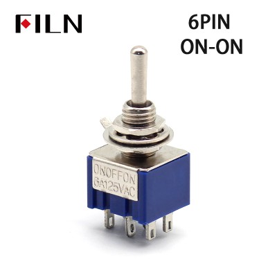 MTS-202 6 Pin 2 Way Round  On-On Metal Toggle Switch