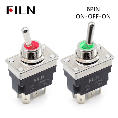 FILN Lighted Toggle Switch 20A IP67 Red Green Waterproof