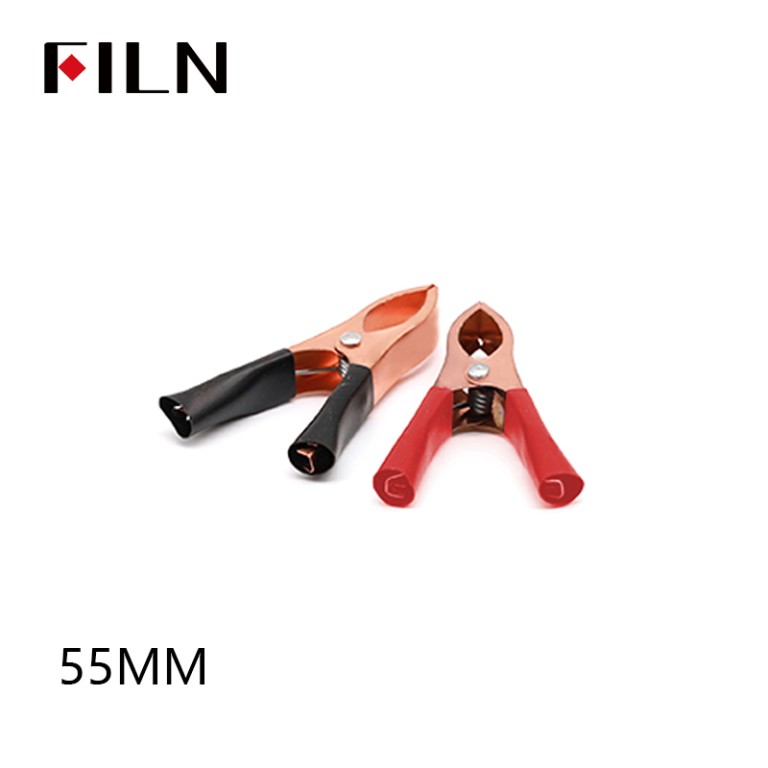 clip crocodile FILN Clip Crocodile 55MM 10A Black & Red Alligator Clips