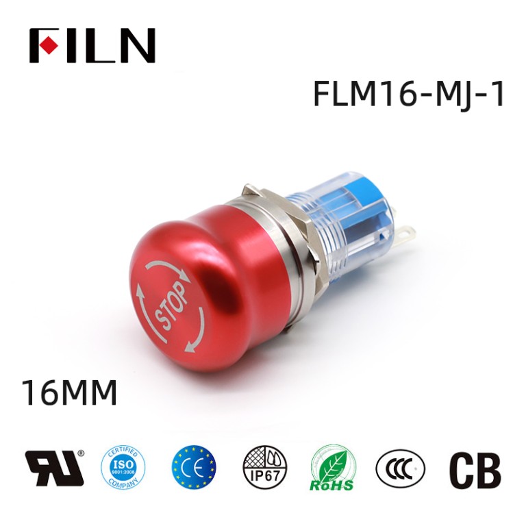 Emergency Stop Emergency Stop Switch IP67 16mm Metal Button Switch Waterproof Mushroom