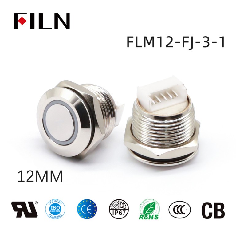 illuminated-push-button-switch IP67 Illuminated Push Button Switch With Connector 12MM Metal