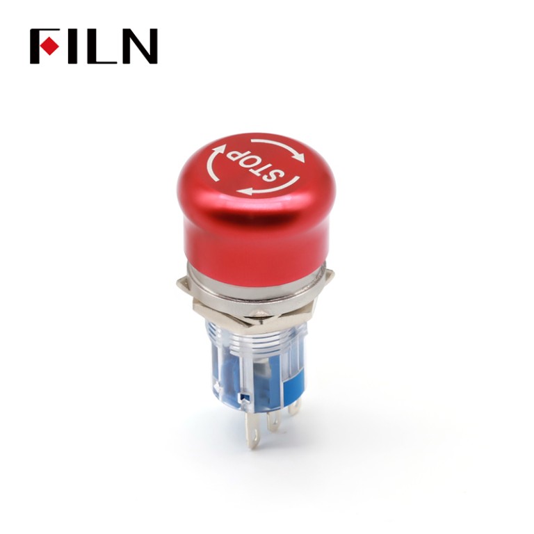 waterproof Emergency Stop Emergency Stop Switch IP67 16mm Metal Button Switch Waterproof Mushroom