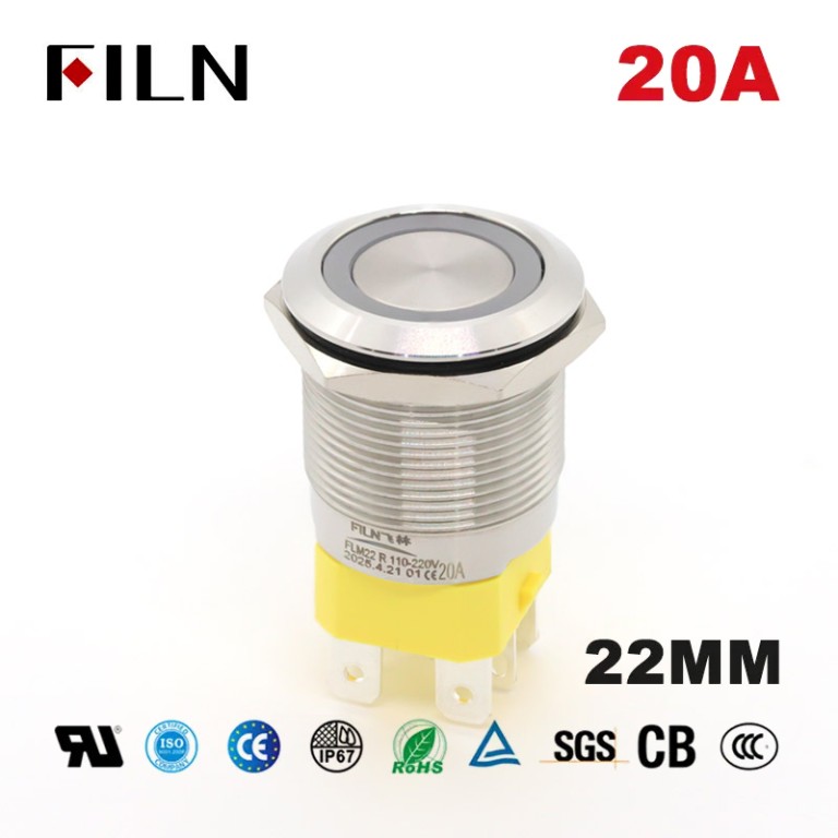 12v heavy-duty push button switch Heavy-Duty Push Button Switch 20A Illuminated Ring 22mm Industrial Momentary Switch