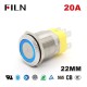 Heavy-Duty Push Button Switch 20A Illuminated Ring 22mm Industrial Momentary Switch