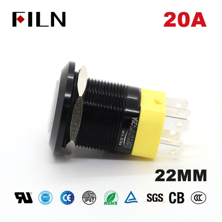 momentary high current switch 22mm High Current Push Button Switch with IP68 Waterproof Rating & Illuminated Ring