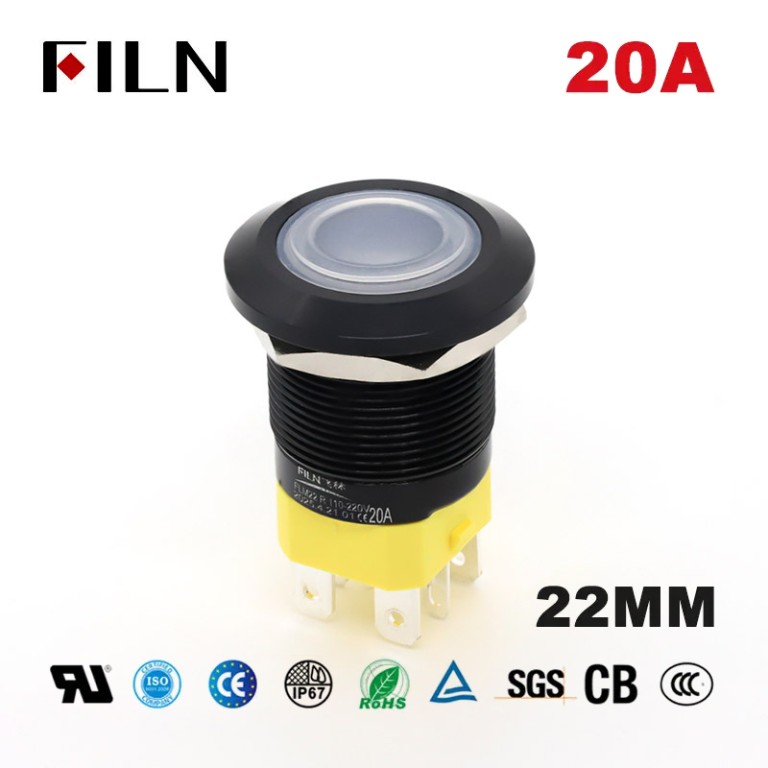 waterproof high current push button 22mm High Current Push Button Switch with IP68 Waterproof Rating & Illuminated Ring