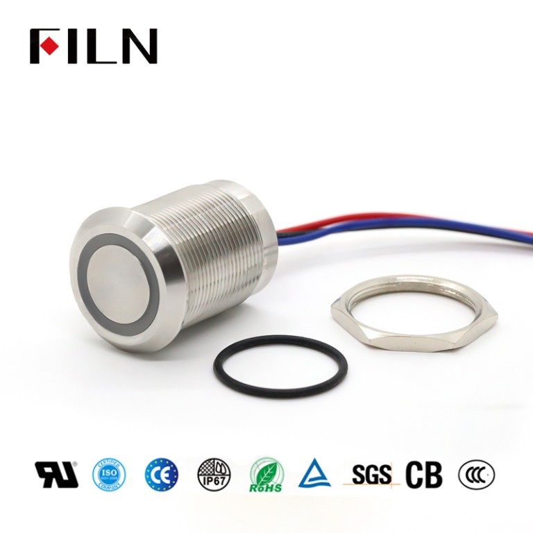 12v momentary touch switch FILN 22MM Momentary Touch Switch R&G Metal Touch Push Button Switch