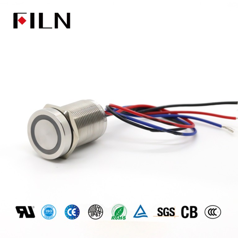 soft touch push button switch FILN 19MM Touch Push Button Switch R&G Metal Waterproof Switch