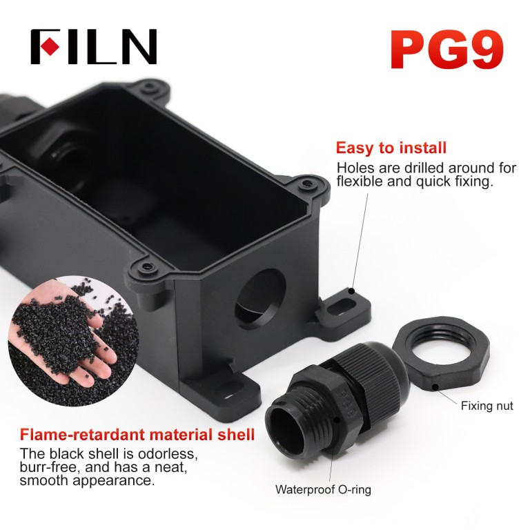 IP66 waterproof box FILN Inline Cord Box Waterproof Switch 30A KCD4 Aluminum Rocker