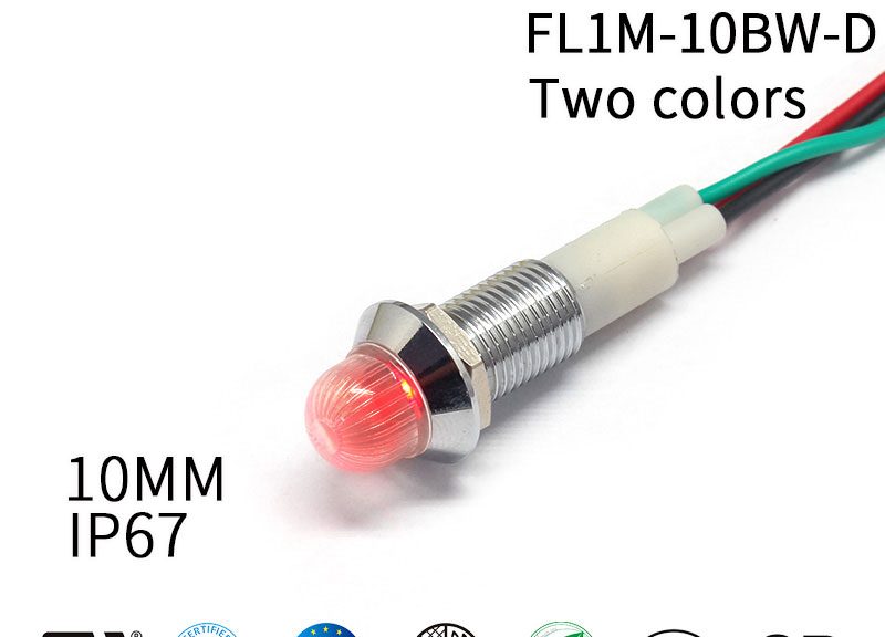10mm 220V Red-Green Double color LED Metal Indicator Light