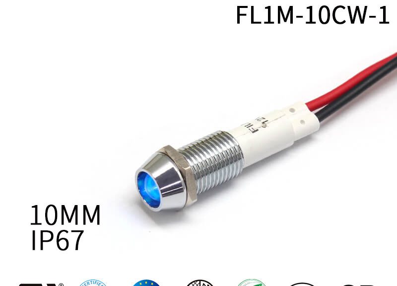 10mm Yellow LED IP67 120 Volt Panel Indicator Light