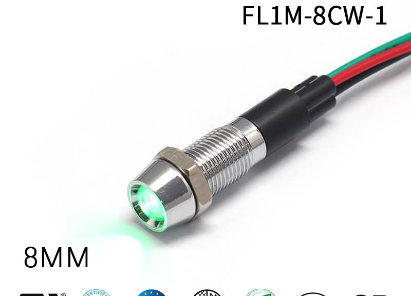 12V Double Color 8mm LED FILN Indicator Light Lamp With Wire